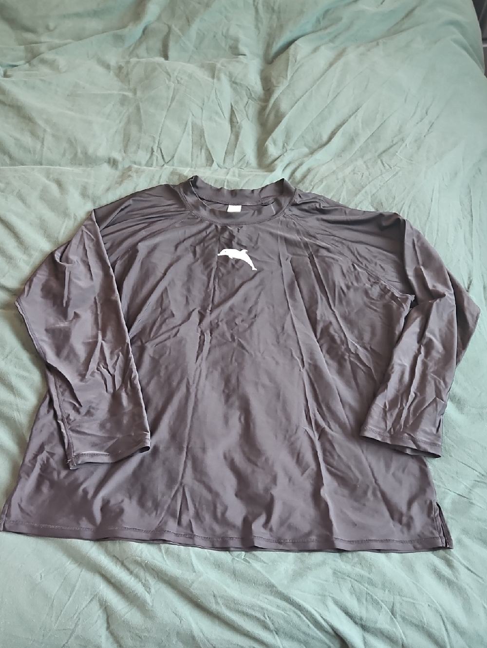 Women's Black Rash Guard with Dolphin Accent